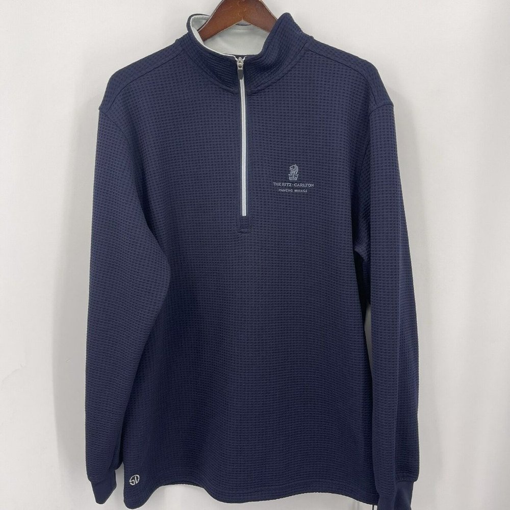 Straight Down Pullover Sweater SZ XL Golf Waffle Knit Ritz Carlton Rancho Mirage